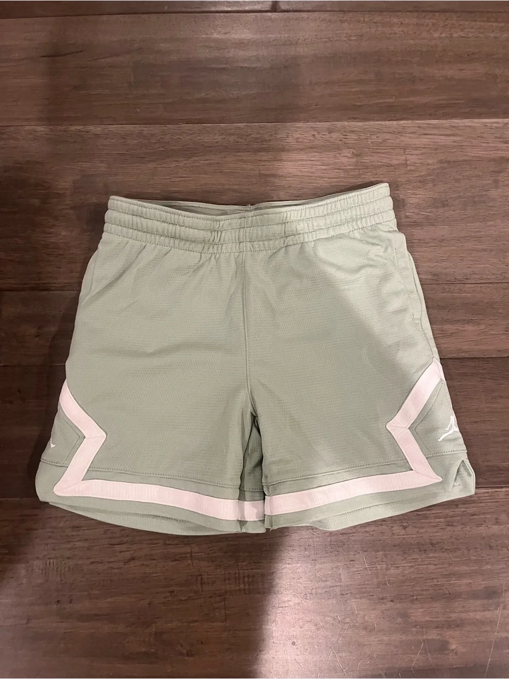 Jordan Women's Light Sage Athletic Shorts with Pink Trim